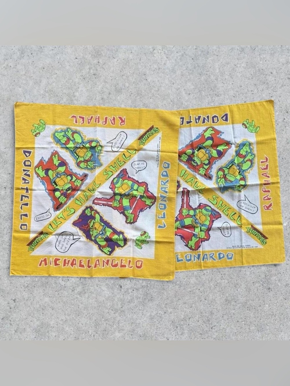 Vintage 90s Teenage Mutant Ninja Turtles Retro Colorful Bandana Lot Of Two
